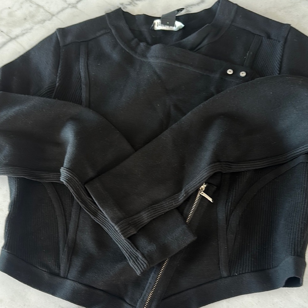 White House Black Market Black Jacket with Asymmetrical Zipper